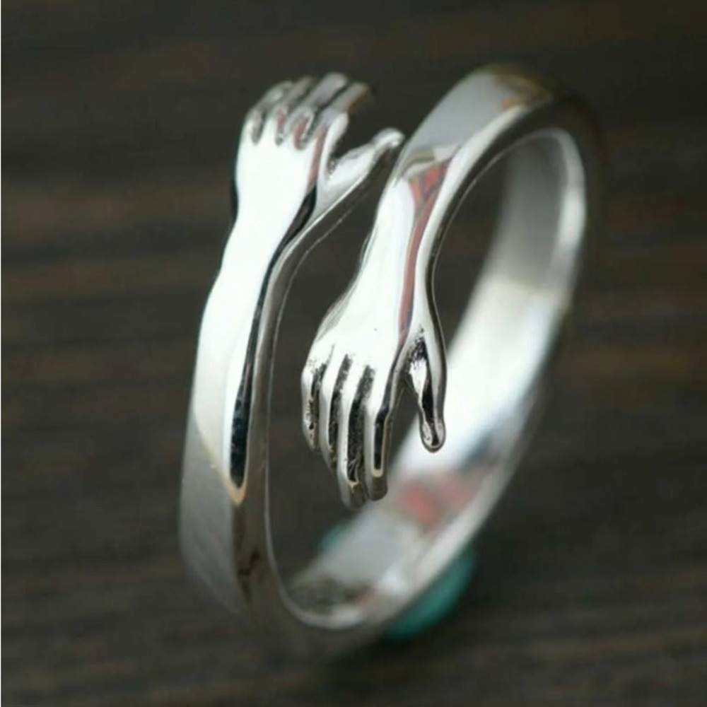 Stamped 925 Creative Love Hug Silver Color Ring BOGO 🚨
